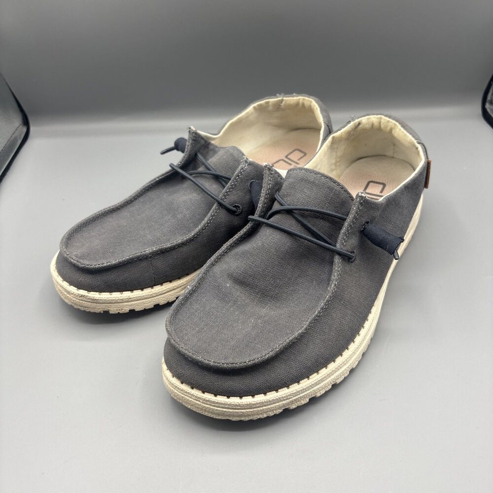 Hey Dude Wendy Chambray Navy White Casual Comfort Shoes Women’s Size 9
